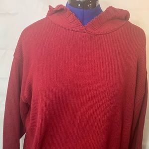 Denim & Co Jeanswear Maroon Hooded Pullover Sweater 100% Cotton Long Sleeves 1X